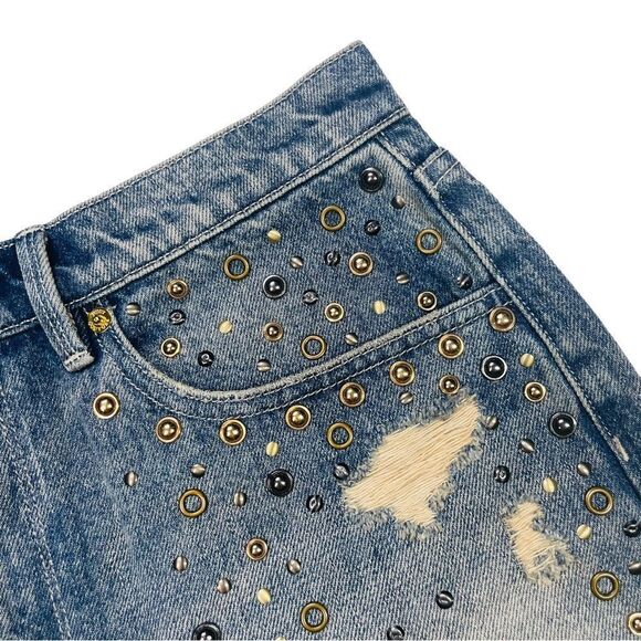 Juicy Couture Mixed Metal Studded High Rise Shorts - Picture 7 of 16